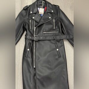 MOTHER Black Trench Coat with Silver Accents